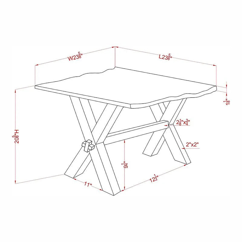 Transitional Walnut 24-Inch Solid Wood Side Table with Live Edge