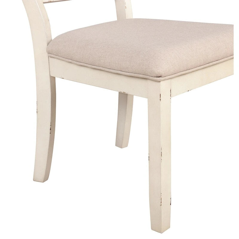 Farmhouse Rectangular Dining Table Antique White Distressed Oak Finish