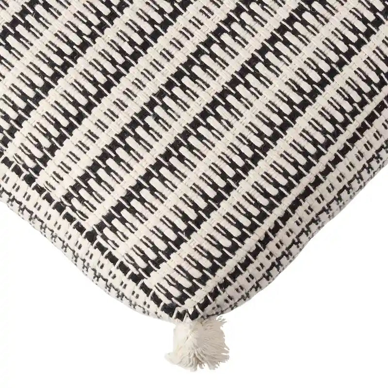 Handmade Striped Cream/Black Pouf