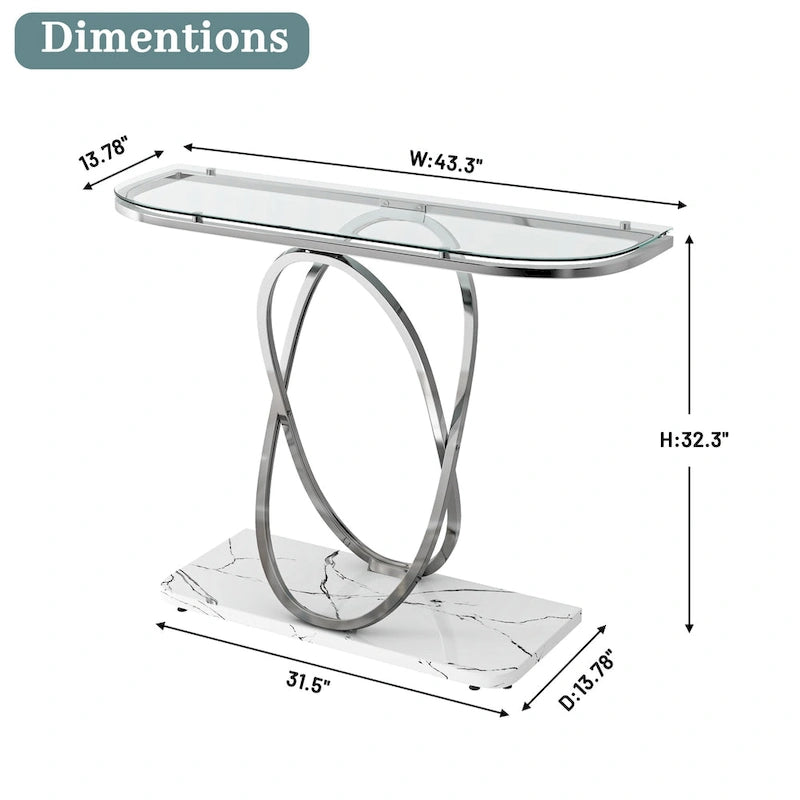 Table console de 43,3 pouces avec base géométrique, table de canapé moderne pour entrée et salon