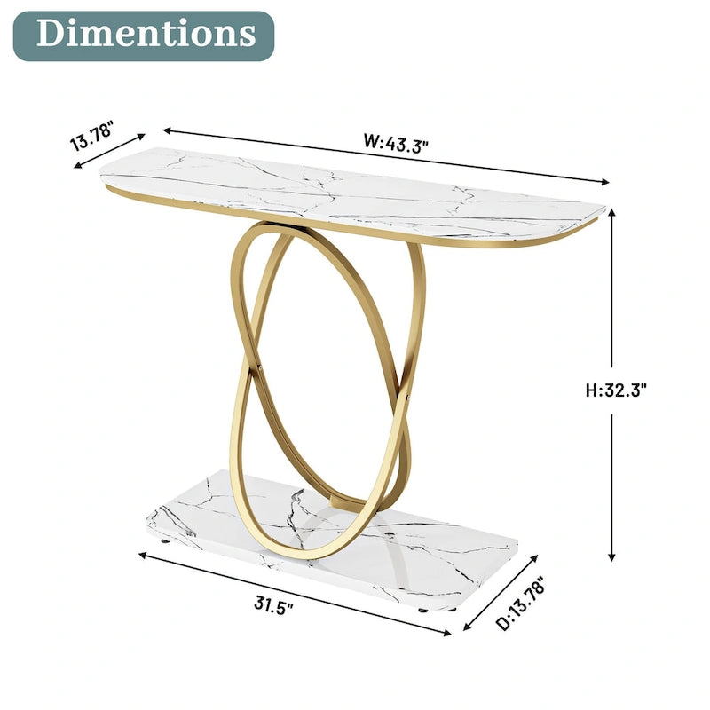 Table console de 43,3 pouces avec base géométrique, table de canapé moderne pour entrée et salon