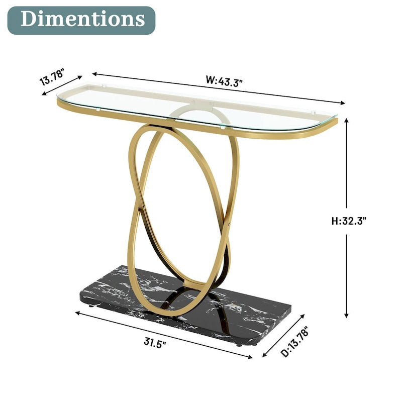 Table console de 43,3 pouces avec base géométrique, table de canapé moderne pour entrée et salon