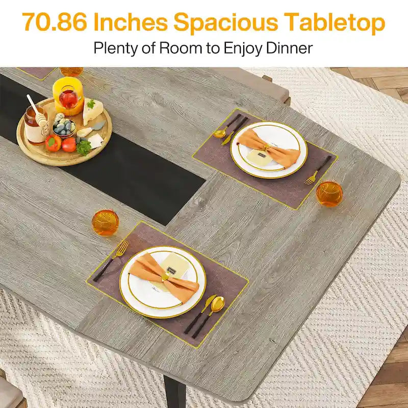 Table à manger industrielle de 180 cm pour 6 à 8 personnes