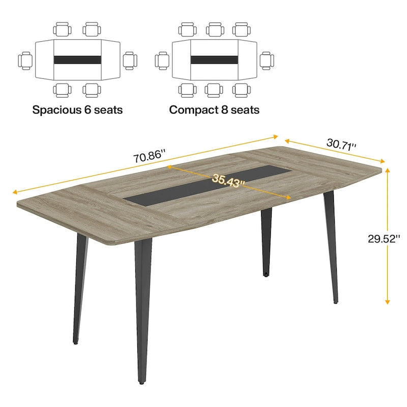 Table à manger industrielle de 180 cm pour 6 à 8 personnes