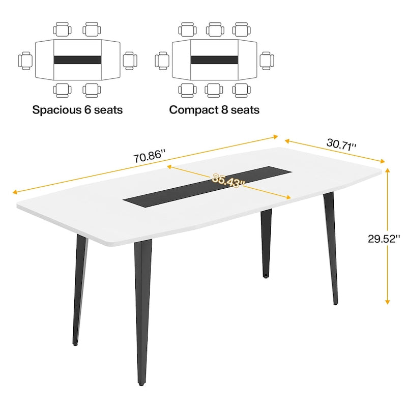 Table à manger industrielle de 180 cm pour 6 à 8 personnes