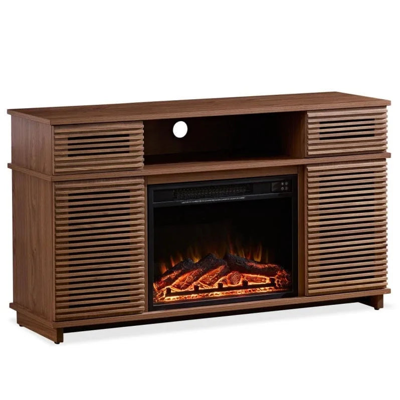 51 Inch TV Stand with Electric Fireplace and Remote Control