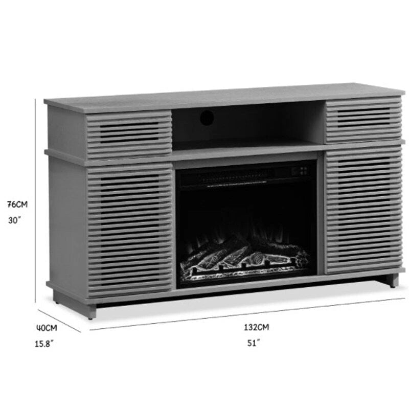 51 Inch TV Stand with Electric Fireplace and Remote Control