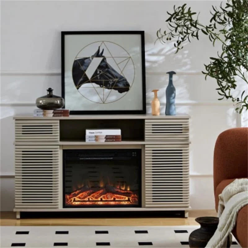 51 Inch TV Stand with Electric Fireplace and Remote Control