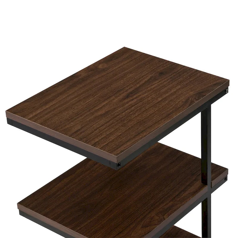 Contemporary 2-Shelf Side Table with Steel Frame and Wood Shelves