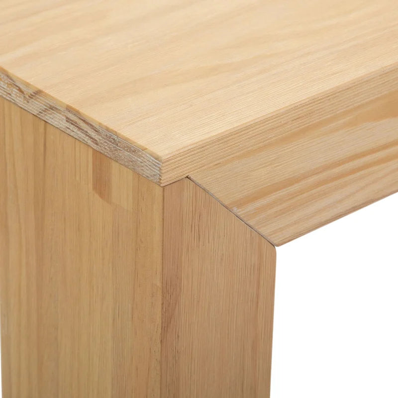 Table d'appoint rectangulaire moderne en pin massif avec finition brossée