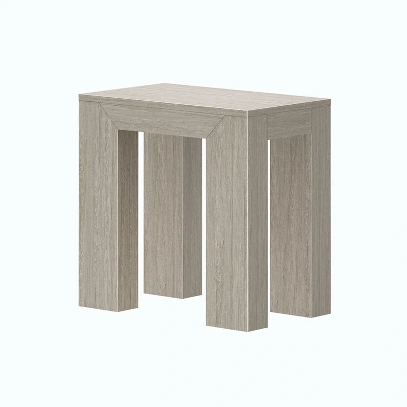 Table d'appoint rectangulaire moderne en pin massif avec finition brossée