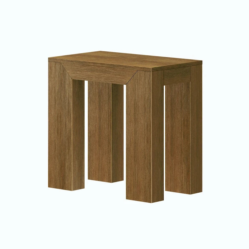 Table d'appoint rectangulaire moderne en pin massif avec finition brossée