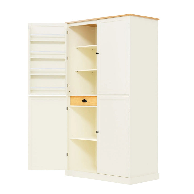 40,2x20x71,3 cm Grande armoire de cuisine sur pied avec 2 tiroirs, 2 étagères réglables et 8 compartiments de porte