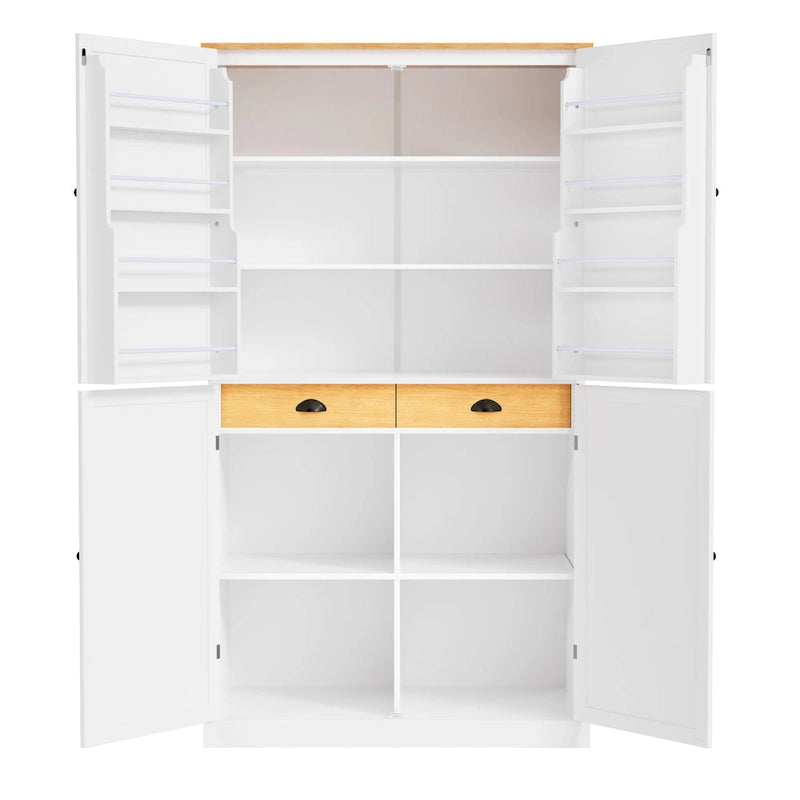 40,2x20x71,3 cm Grande armoire de cuisine sur pied avec 2 tiroirs, 2 étagères réglables et 8 compartiments de porte