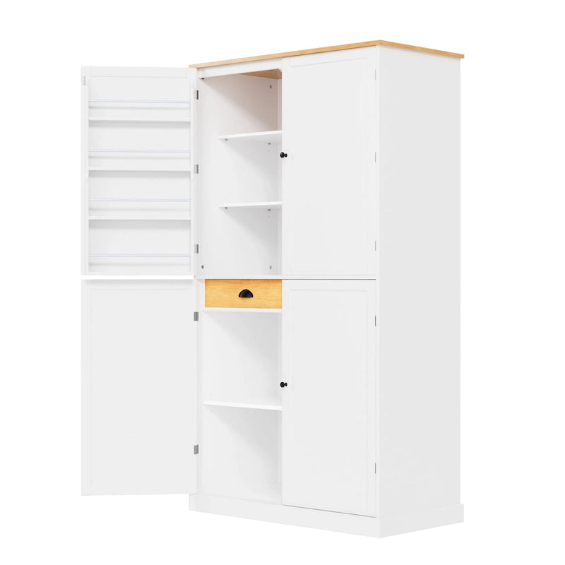 40,2x20x71,3 cm Grande armoire de cuisine sur pied avec 2 tiroirs, 2 étagères réglables et 8 compartiments de porte