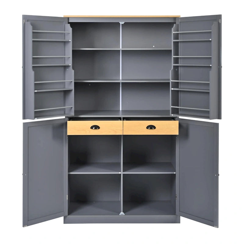 40,2x20x71,3 cm Grande armoire de cuisine sur pied avec 2 tiroirs, 2 étagères réglables et 8 compartiments de porte