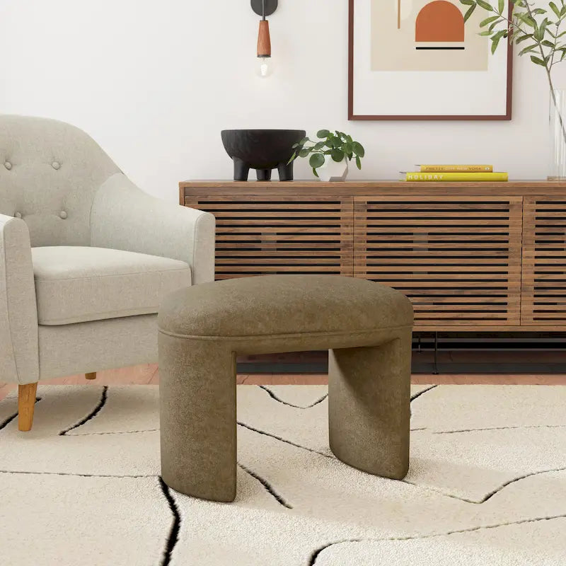 Pouf moderne rembourré avec options de tissu bouclé et velours