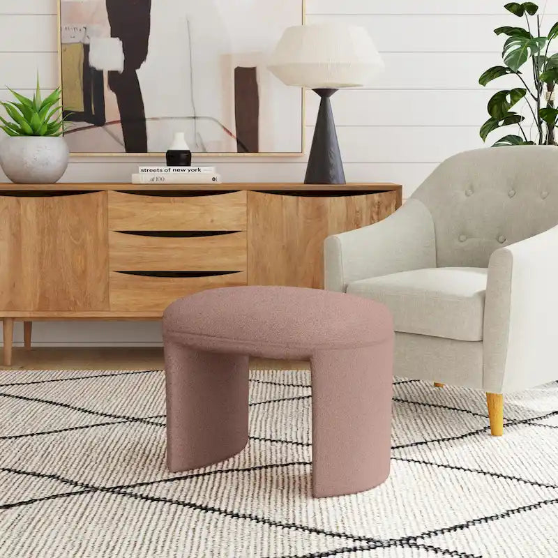Pouf moderne rembourré avec options de tissu bouclé et velours