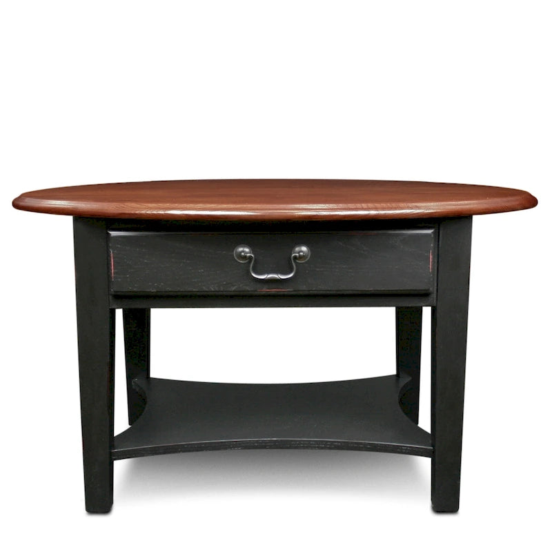 One Drawer Oval Coffee Table with Shelf