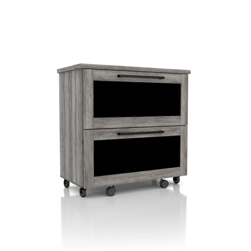 Rustic Grey Oak 2-Drawer File Cabinet with Caster Wheels