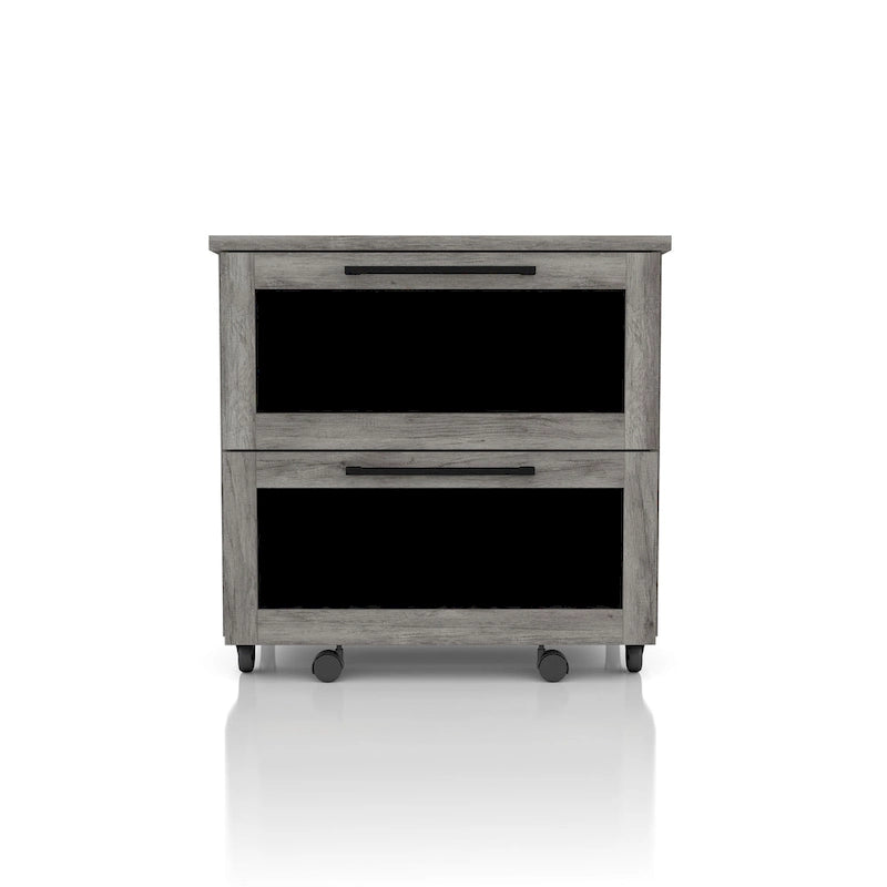 Rustic Grey Oak 2-Drawer File Cabinet with Caster Wheels