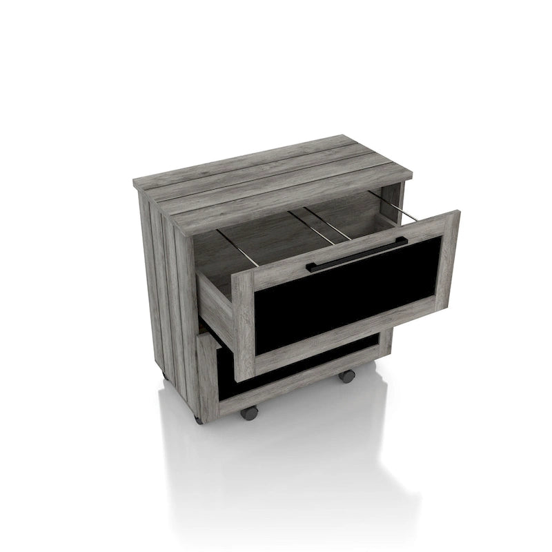 Rustic Grey Oak 2-Drawer File Cabinet with Caster Wheels