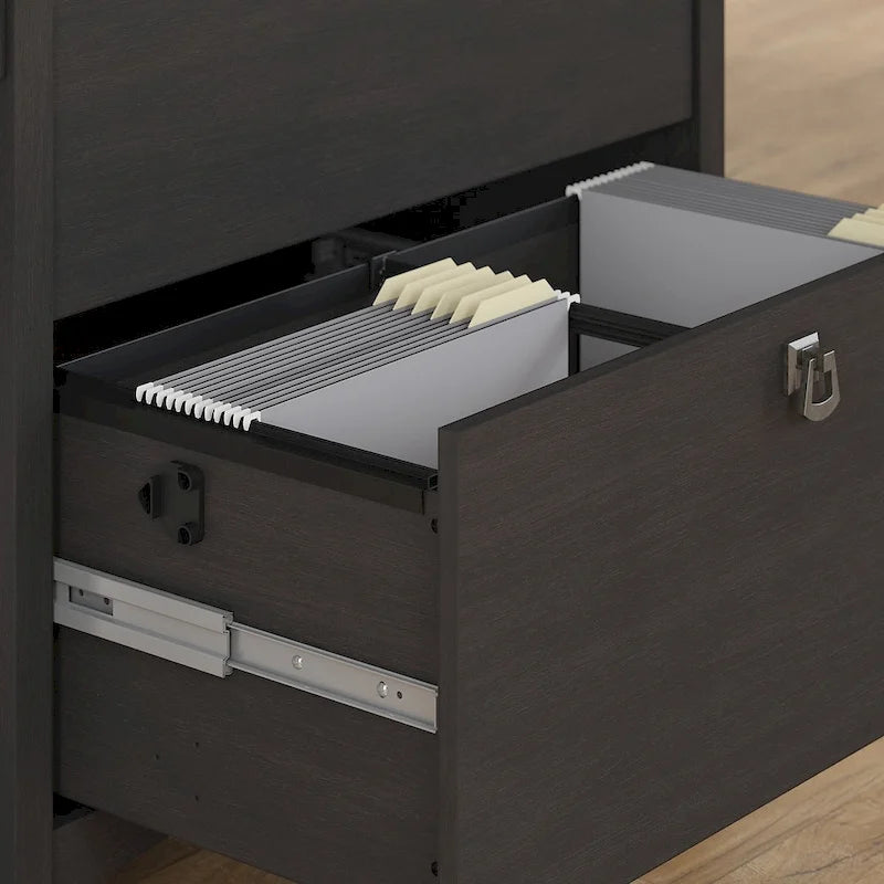L Shaped Corner Desk with Storage Cabinet and Box Drawer