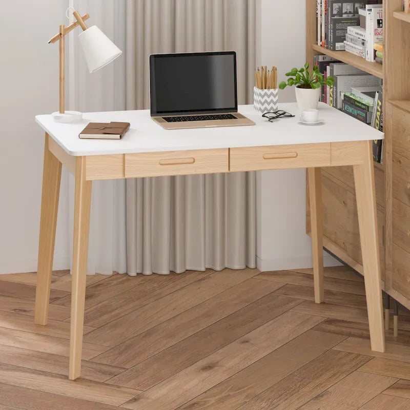 Bureau simple de 99,06 cm avec tiroirs et pieds en bois massif