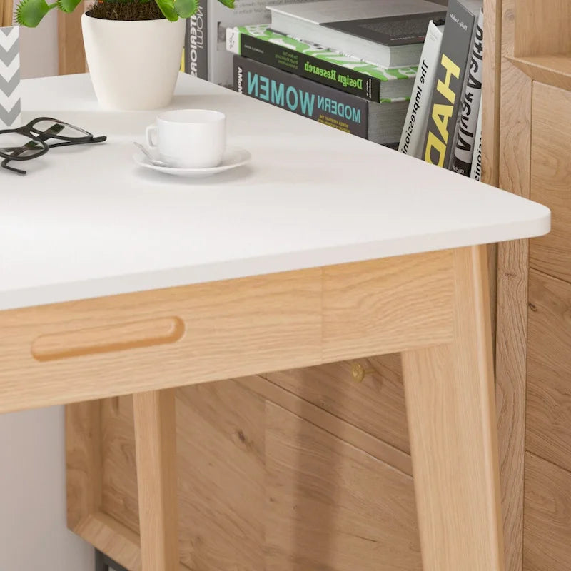 Bureau simple de 99,06 cm avec tiroirs et pieds en bois massif