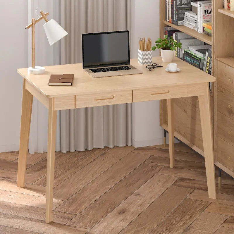 Bureau simple de 99,06 cm avec tiroirs et pieds en bois massif