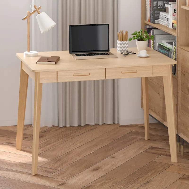 Bureau simple de 99,06 cm avec tiroirs et pieds en bois massif