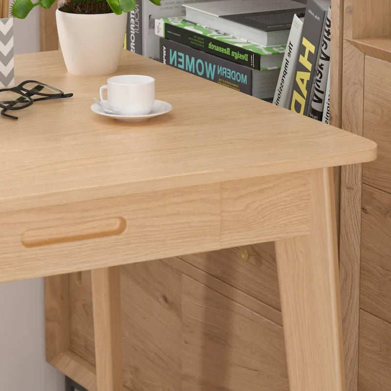 Bureau simple de 99,06 cm avec tiroirs et pieds en bois massif