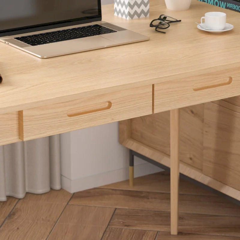Bureau simple de 99,06 cm avec tiroirs et pieds en bois massif
