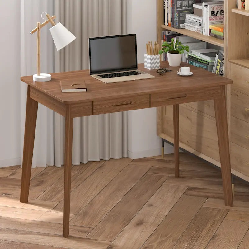 Bureau simple de 99,06 cm avec tiroirs et pieds en bois massif