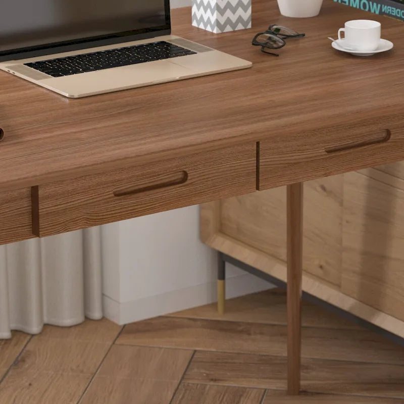 Bureau simple de 99,06 cm avec tiroirs et pieds en bois massif