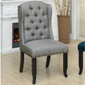 Traditional Button-Tufted Wingback Dining Chair with Nailhead Trim