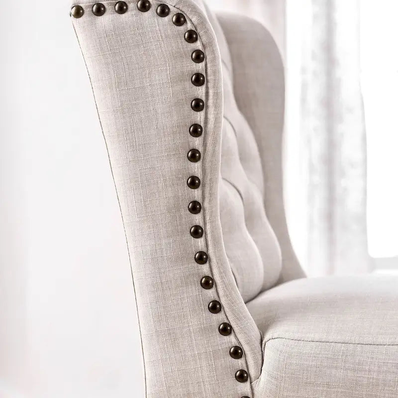 Traditional Button-Tufted Wingback Dining Chair with Nailhead Trim