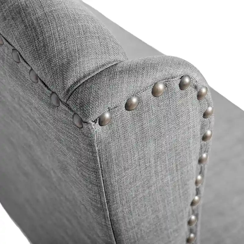 Traditional Button-Tufted Wingback Dining Chair with Nailhead Trim