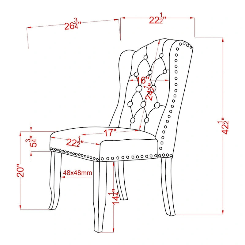 Traditional Button-Tufted Wingback Dining Chair with Nailhead Trim