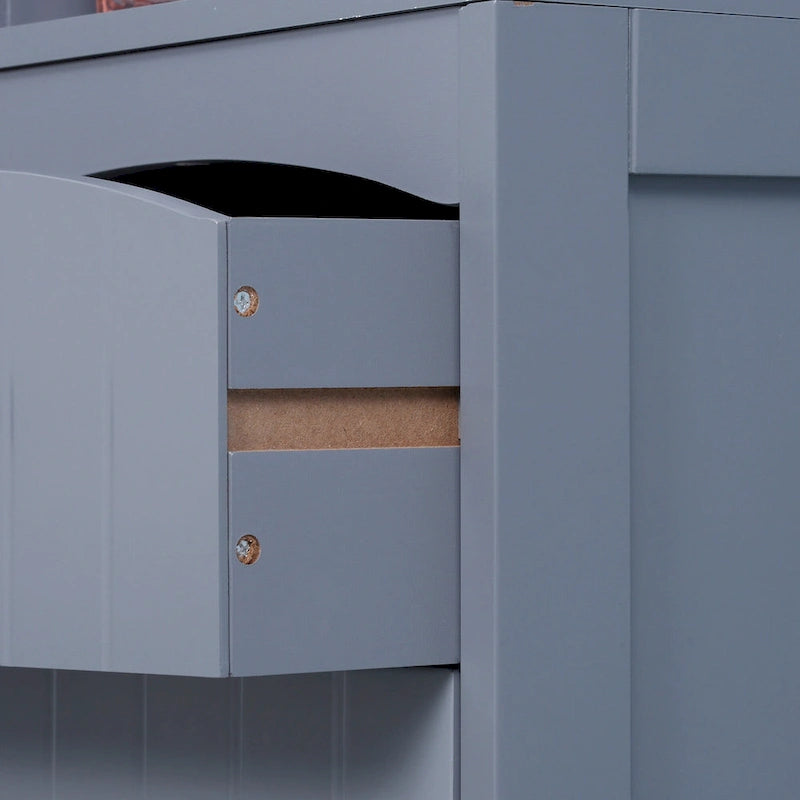 Meuble de Rangement Salle de Bain Colonne Haute Lin Autoportante avec 3 Étagères et Tiroir Marron