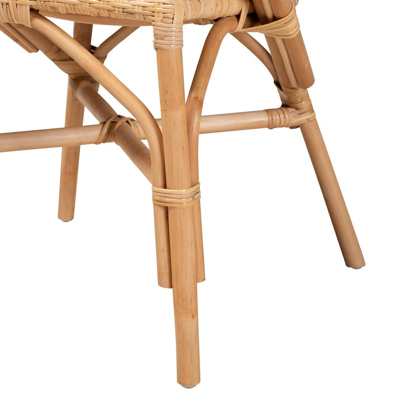 Chaise de salle à manger Bohème en rotin brun naturel avec coussin amovible