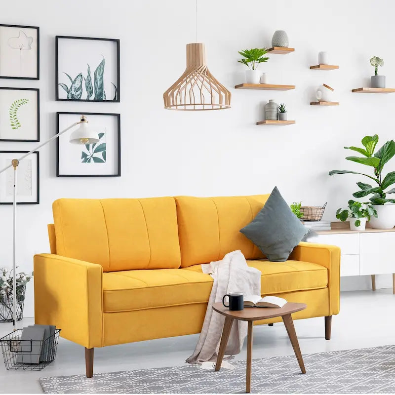 Convertible Sofa Couch with Cushioned Seat and Wooden Legs
