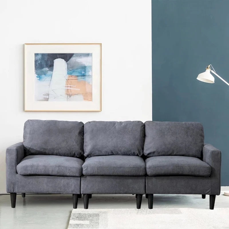 Convertible Sofa Couch with Cushioned Seat and Wooden Legs