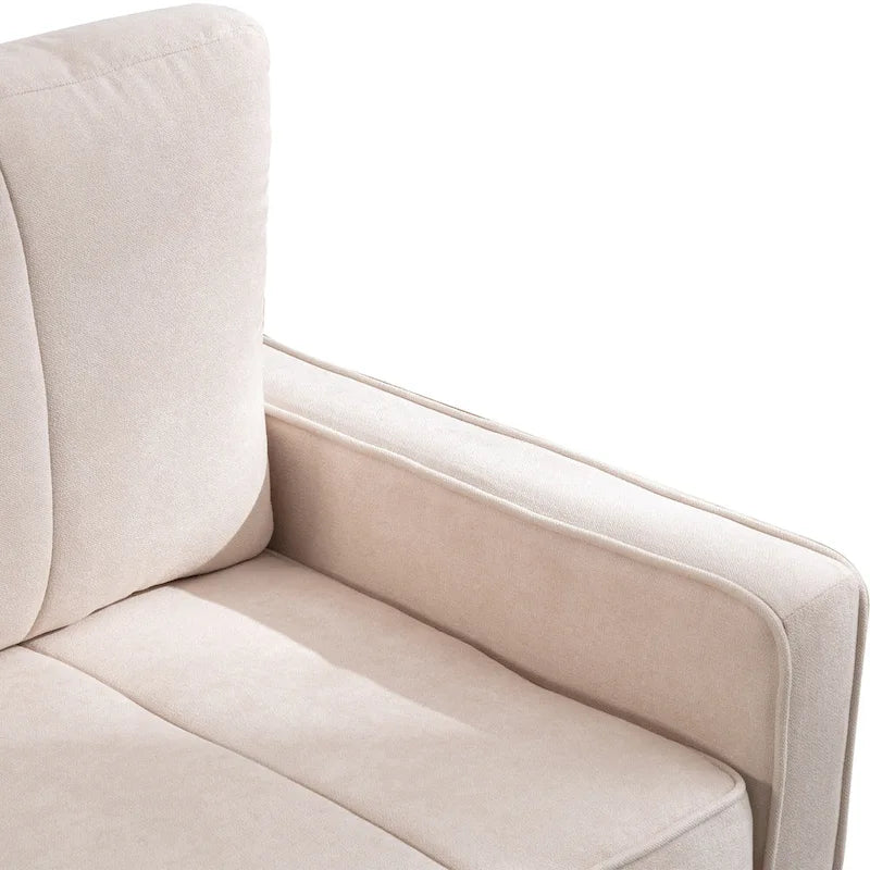Canapé-lit convertible avec assise rembourrée et pieds en bois