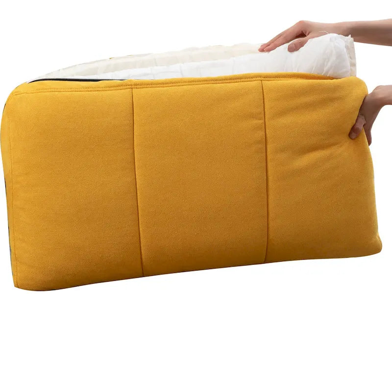 Canapé-lit convertible avec assise rembourrée et pieds en bois