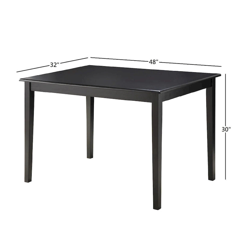 Rectangular Black Wood Dining Table with Antique Finish