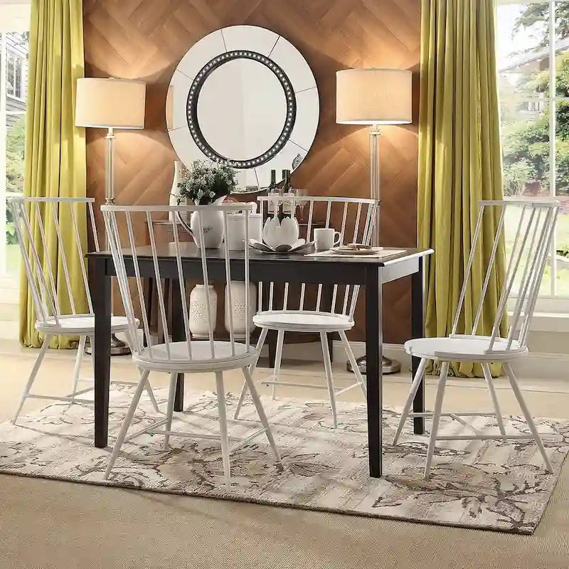 Rectangular Black Wood Dining Table with Antique Finish
