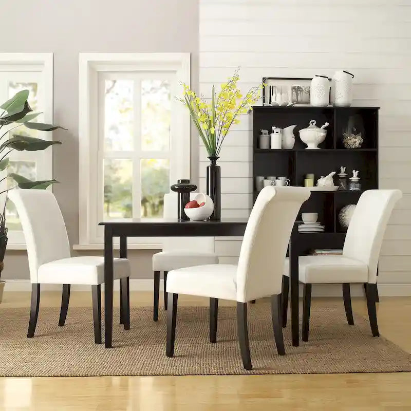 Rectangular Black Wood Dining Table with Antique Finish