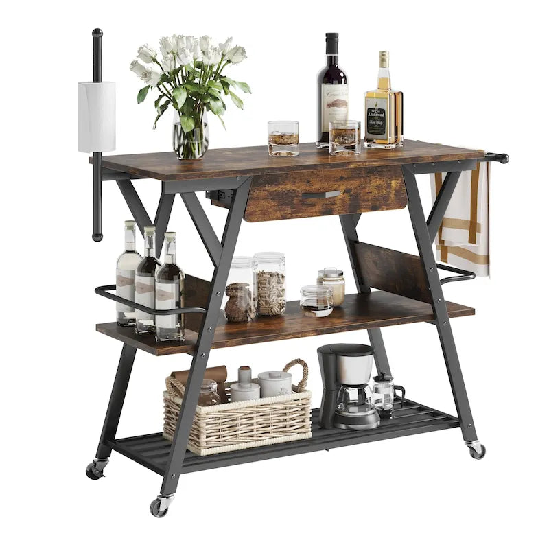 41.7 inch Wide Rolling Kitchen Island with Drawer