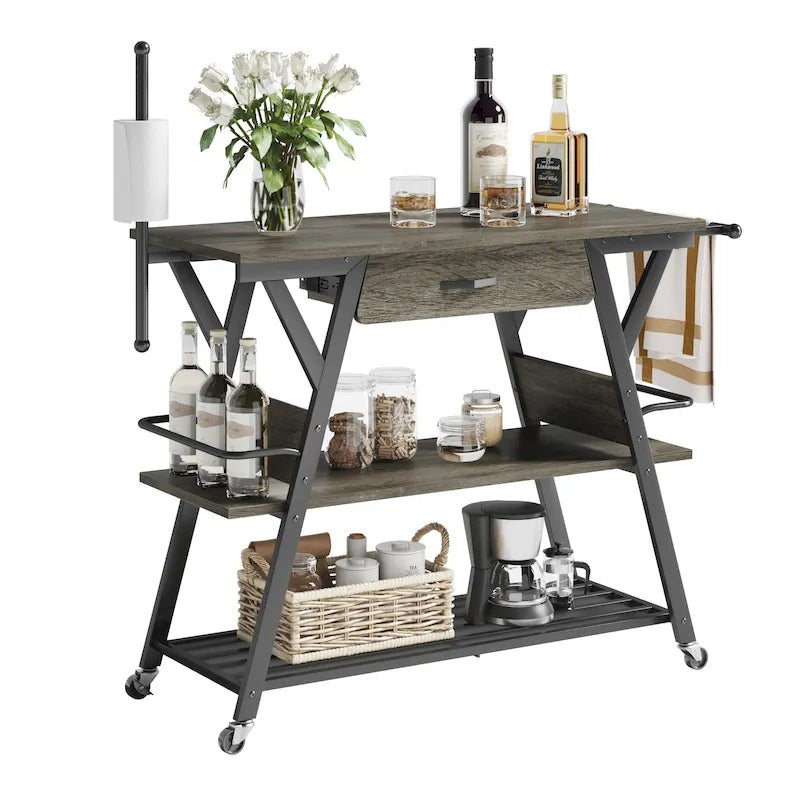 41.7 inch Wide Rolling Kitchen Island with Drawer